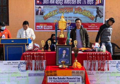 धुवाँकोटमा जारी मानबहादुर कप फुटवल प्रतियोगिताको फाईनल खेल भोली