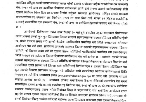 राष्ट्रिय दलको मान्यता नपाएका साना दलहरूले आफ्नै चुनाव चिन्ह पाउने