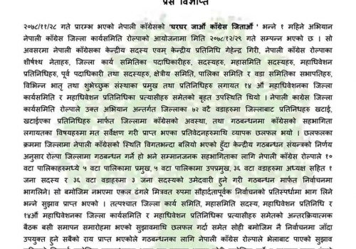 आफूले मागे जति सिट नपाए कांग्रेस एक्लै चुनाव लड्ने